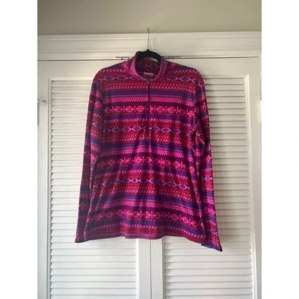 Columbia Fleece Women's Cowl Neck Geometric Print Pullover‎ - Size XL- EUC